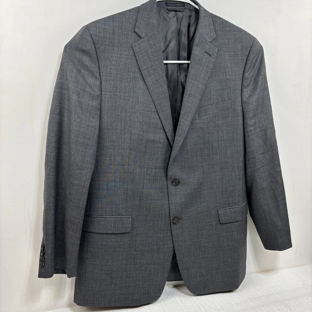Lauren Ralph Lauren Men's Gray Textured Blazer Suit‎ Jacket Size 44L 100% Wool